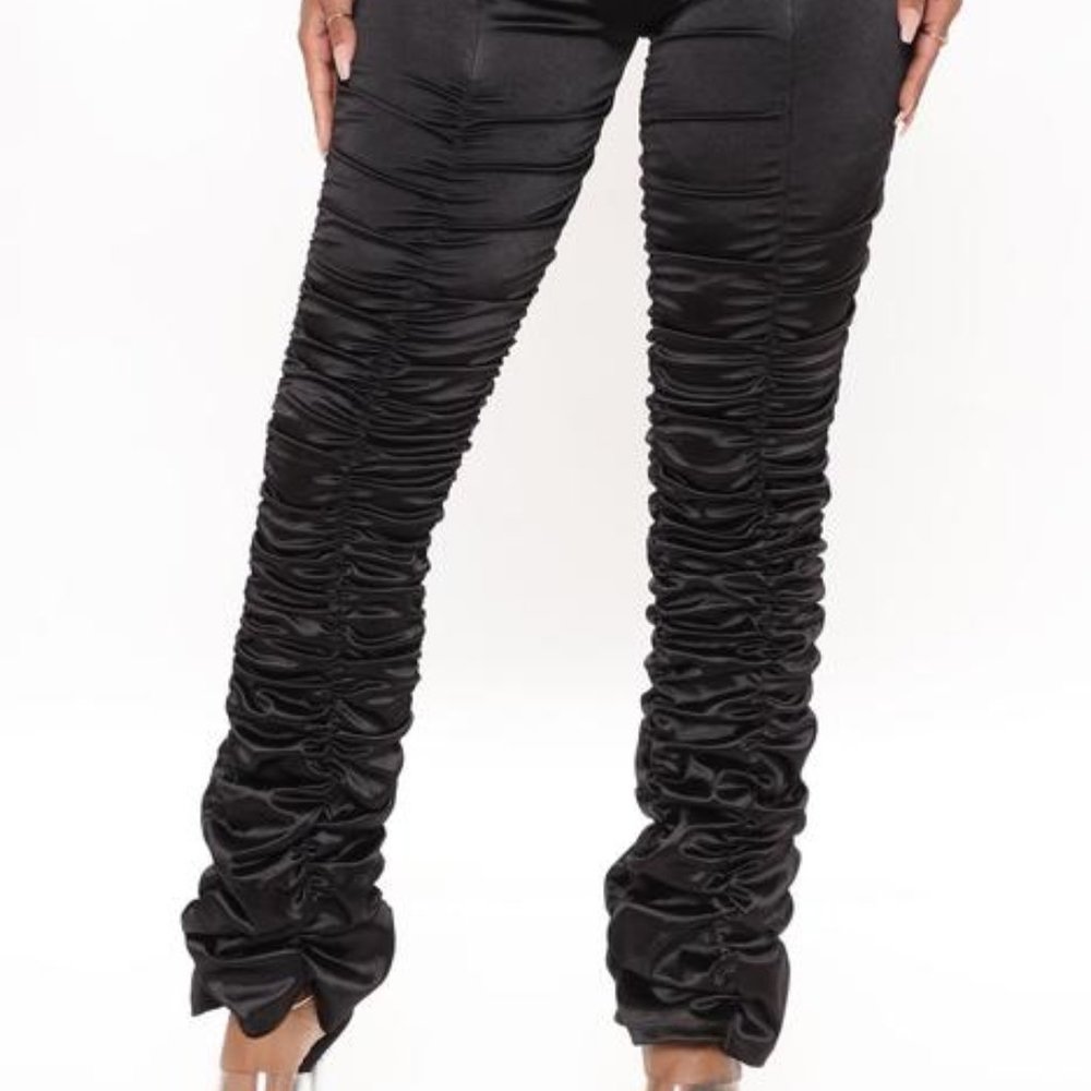 Satin Ruched Pants - Picture 2 of 6